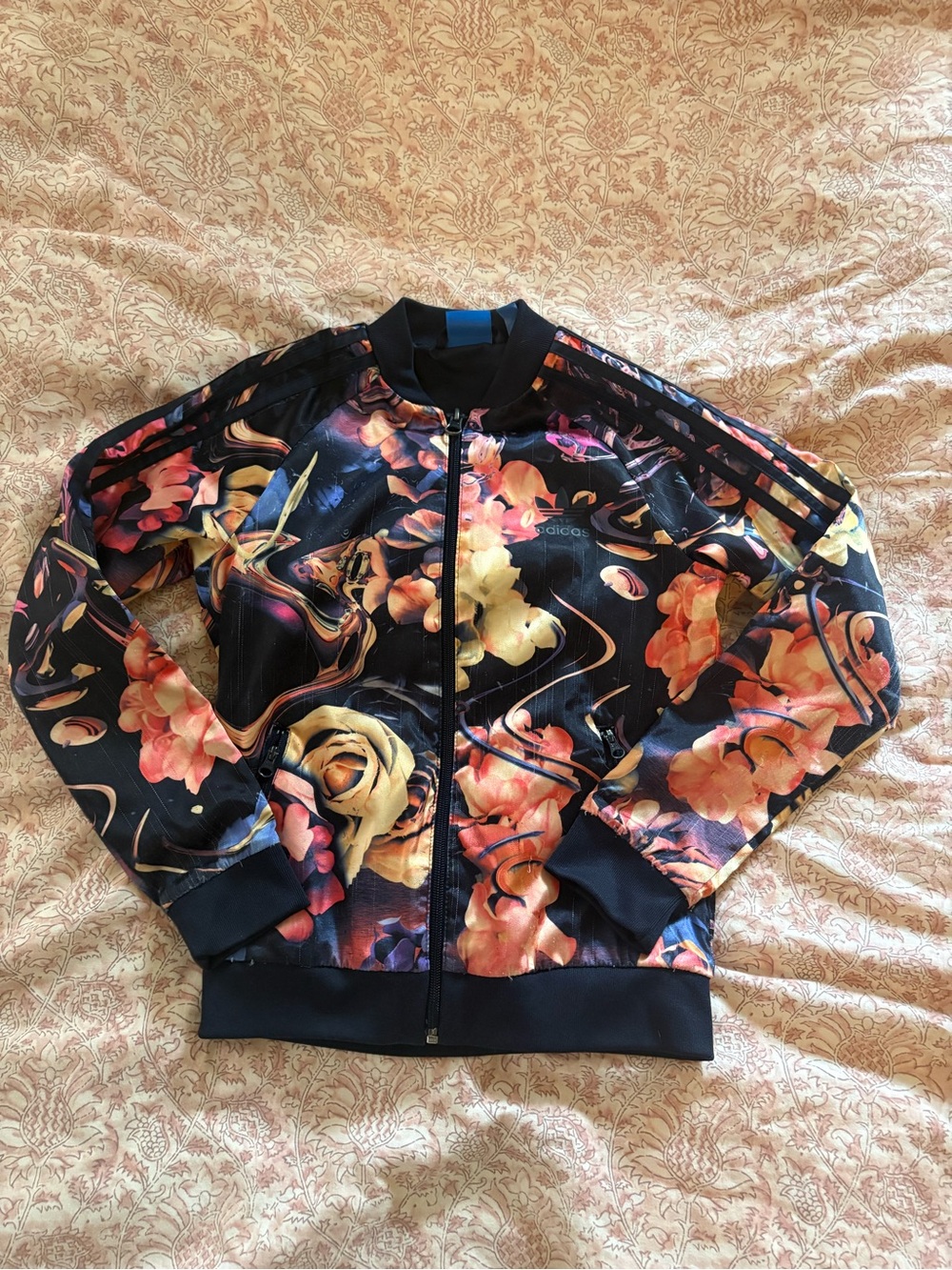 Adidas Black Floral Bomber Jacket